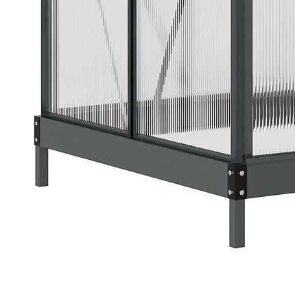 6ft x 4ft Aluminium Frame Greenhouse with Polycarbonate Panels and Sliding Door - Grey