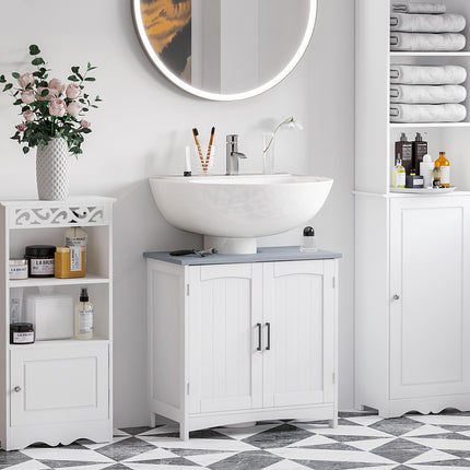 Modern Bathroom Vanity Unit with Adjustable Shelves for Space-Saving Storage - White