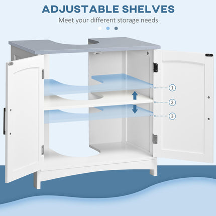 Modern Bathroom Vanity Unit with Adjustable Shelves for Space-Saving Storage - White