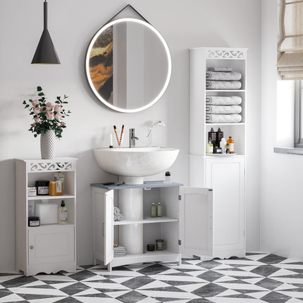 Modern Bathroom Vanity Unit with Adjustable Shelves for Space-Saving Storage - White