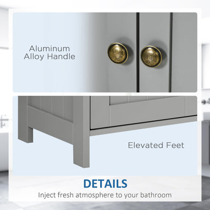 Modern Pedestal Under Sink Cabinet with Double Doors and U-Shaped Cut-Out - Light Grey