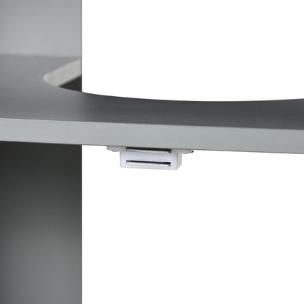 Modern Pedestal Under Sink Cabinet with Double Doors and U-Shaped Cut-Out - Light Grey