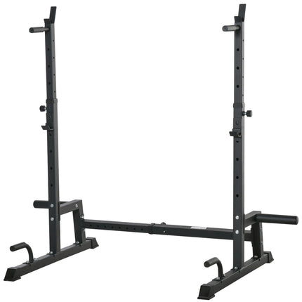 Multi-Function Adjustable Barbell Squat Rack and Dumbbell Stand with Dip Station - Black