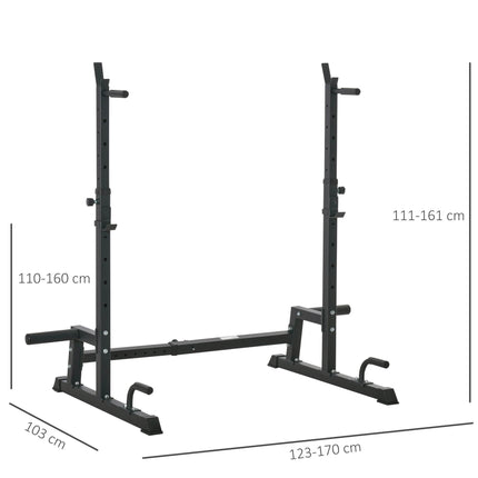 Multi-Function Adjustable Barbell Squat Rack and Dumbbell Stand with Dip Station - Black