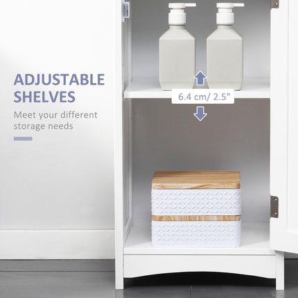 Tall Freestanding Bathroom Storage Cabinet with Three Shelves and Drawer - White