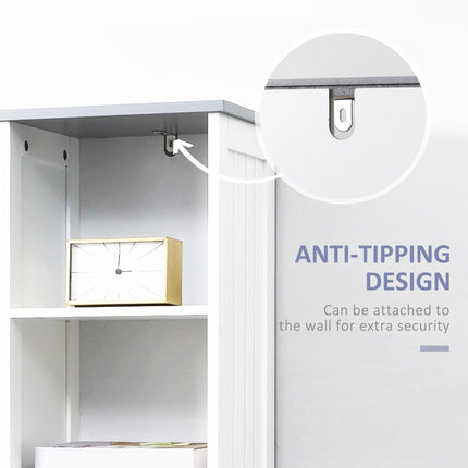 Tall Freestanding Bathroom Storage Cabinet with Three Shelves and Drawer - White