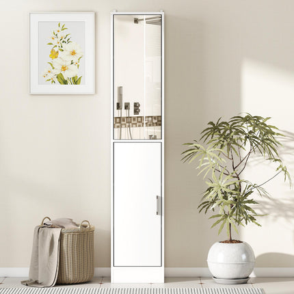 Tall Mirrored Bathroom Cabinet with Adjustable Shelves for Storage - White