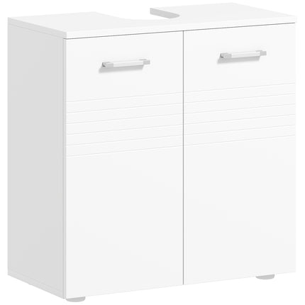 Under Sink Bathroom Cabinet with Adjustable Shelf and U-Shaped Cut-Out - White