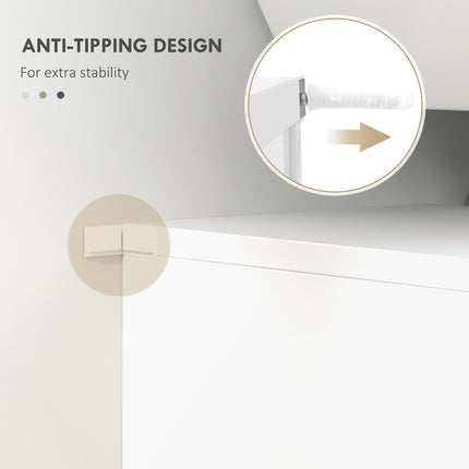 Under Sink Bathroom Cabinet with Adjustable Shelf and U-Shaped Cut-Out - White