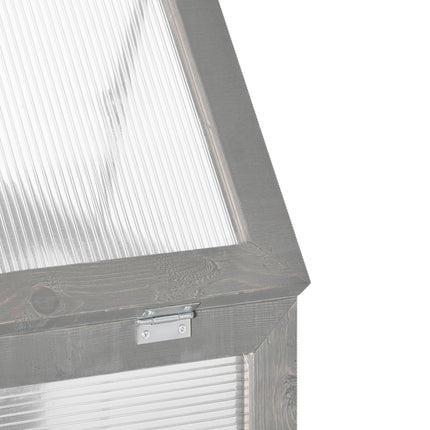 3 Tier Fir Wood Greenhouse with Polycarbonate Panels and Storage Shelf - Dark Grey