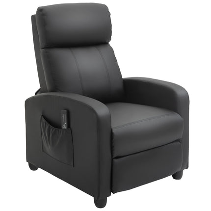 Massage Recliner Armchair with 150¬∞ Recline, Faux Leather, Side Pocket, Black