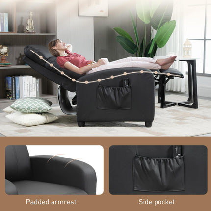 Massage Recliner Armchair with 150¬∞ Recline, Faux Leather, Side Pocket, Black