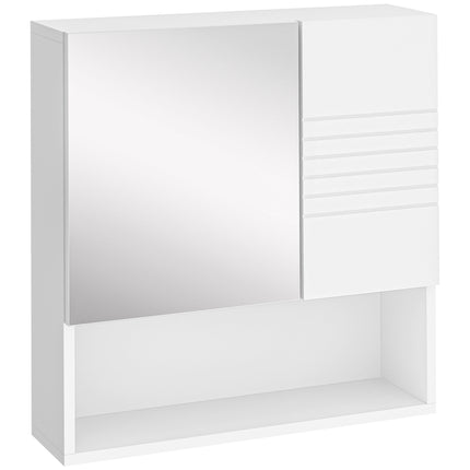 Wall Mounted Bathroom Mirror Cabinet with Adjustable Shelves - White