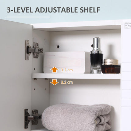 Wall Mounted Bathroom Mirror Cabinet with Adjustable Shelves - White