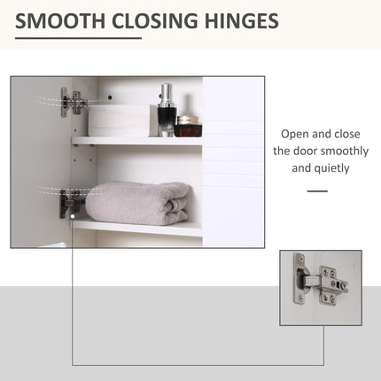 Wall Mounted Bathroom Mirror Cabinet with Adjustable Shelves - White