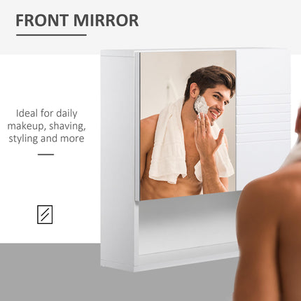 Wall Mounted Bathroom Mirror Cabinet with Adjustable Shelves - White