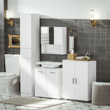 Wall Mounted Bathroom Mirror Cabinet with Adjustable Shelves - White