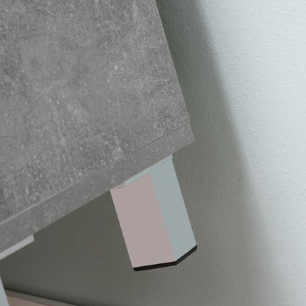 Under Sink Storage Cabinet with Adjustable Shelves and U-Shaped Cut-Out - White and Grey
