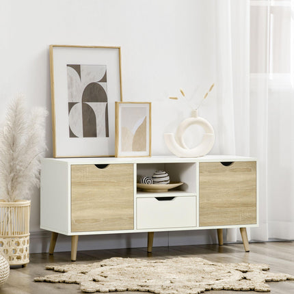 TV Stand Cabinet for TVs up to 50 Inch with Storage Drawer and Cupboards - Natural