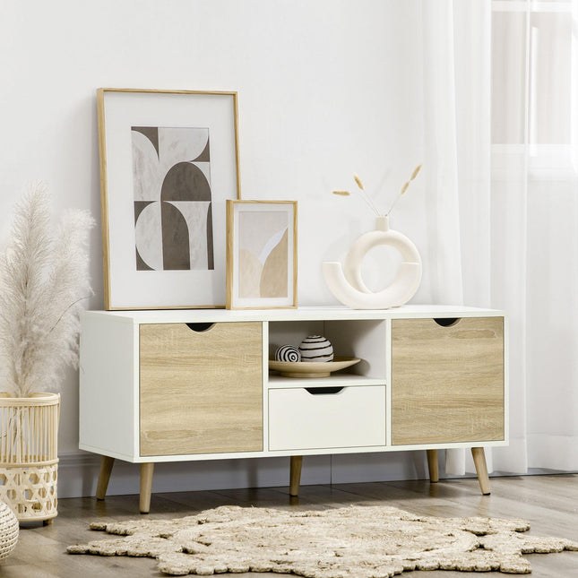 TV Stand Cabinet for TVs up to 50 Inch with Storage Drawer and Cupboards - Natural