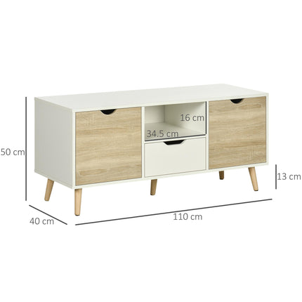 TV Stand Cabinet for TVs up to 50 Inch with Storage Drawer and Cupboards - Natural