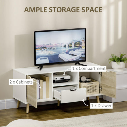 TV Stand Cabinet for TVs up to 50 Inch with Storage Drawer and Cupboards - Natural