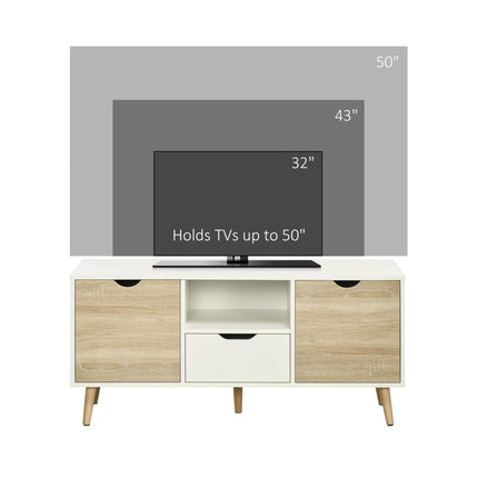 TV Stand Cabinet for TVs up to 50 Inch with Storage Drawer and Cupboards - Natural