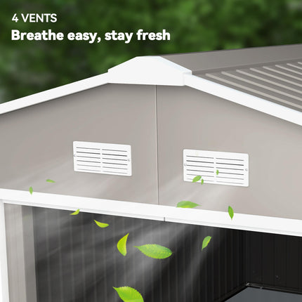 13 x 11ft Metal Garden Storage Shed with Ventilation - Light Grey