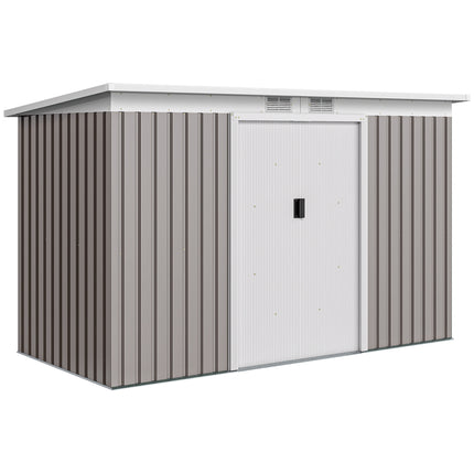 Corrugated Metal Garden Storage Shed with Ventilation Doors 1 Piece - Light Grey