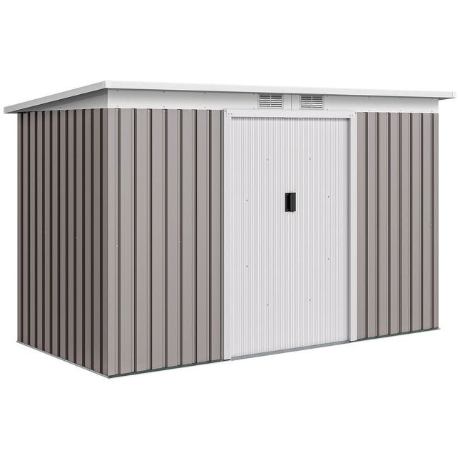 Corrugated Metal Garden Storage Shed with Ventilation Doors 1 Piece - Light Grey