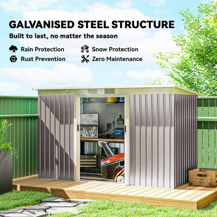 Corrugated Metal Garden Storage Shed with Ventilation Doors 1 Piece - Light Grey