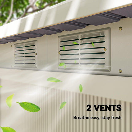 Corrugated Metal Garden Storage Shed with Ventilation Doors 1 Piece - Light Grey