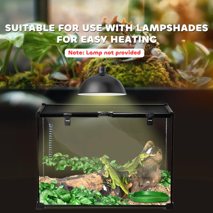 50 x 30 x 35 cm Reptile Glass Terrarium with Thermometer and Climbing Features - Black
