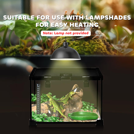 30 x 30 x 20 cm Reptile Glass Terrarium with Thermometer and Feeding Port - Black