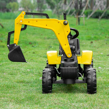 Ride-on Pedal Digger Construction Toy with Horn for Kids & Toddlers - Yellow