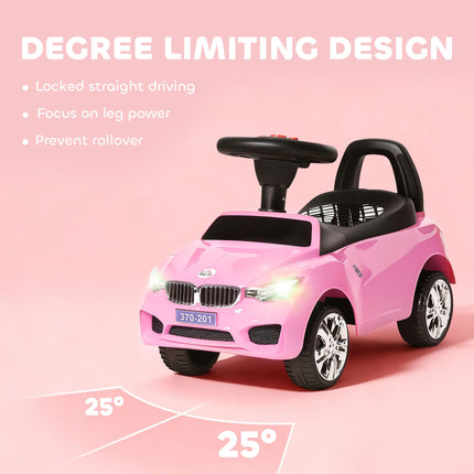 Ride On Sliding Car Toddler Foot-to-Floor Slider Stroller with Horn, Music, Lights & Storage - Pink