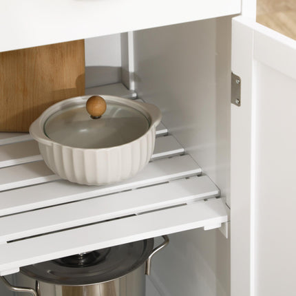 Compact Kitchen Trolley Utility Cart with Wine Rack, Drawer, Shelf & Cabinet - White