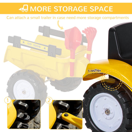 Kids Pedal Ride-On Tractor Go Kart with Manual Control Bucket for Ages 3-6 - Yellow