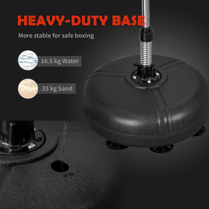 Adjustable Height Punching Bag with Stand and Gloves Set for Teens & Adults - Black Gold