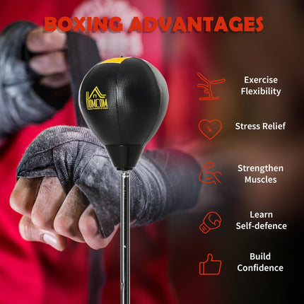 Adjustable Height Punching Bag with Stand and Gloves Set for Teens & Adults - Black Gold