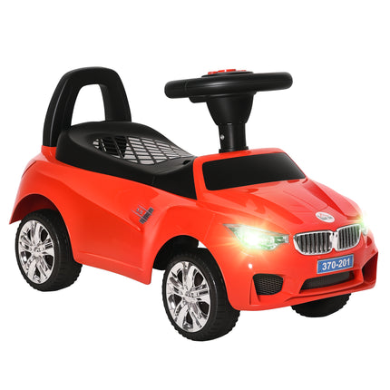 Ride On Sliding Car Toddler Walker with Horn, Music, Lights & Storage - Red