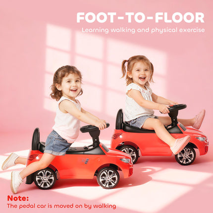 Ride On Sliding Car Toddler Walker with Horn, Music, Lights & Storage - Red