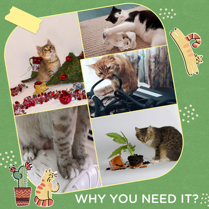 Cactus-Shaped Cat Tree Tower with Sisal Scratching Post & Hanging Ball 32x32x60cm - Green