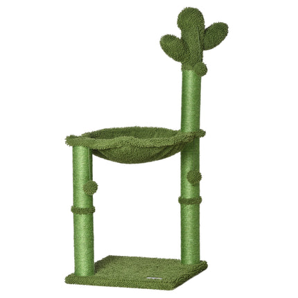 Cat Tower Kitten Activity Center with Scratching Post, Hammock & Dangling Ball Toy - Green