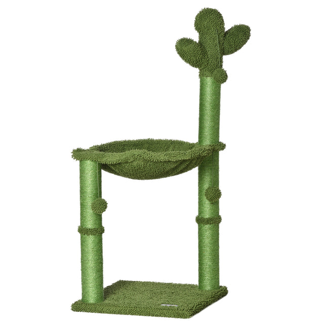Cat Tower Kitten Activity Center with Scratching Post, Hammock & Dangling Ball Toy - Green
