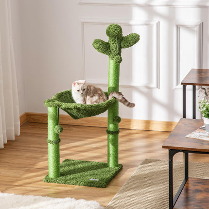 Cat Tower Kitten Activity Center with Scratching Post, Hammock & Dangling Ball Toy - Green