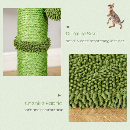 Cat Tower Kitten Activity Center with Scratching Post, Hammock & Dangling Ball Toy - Green