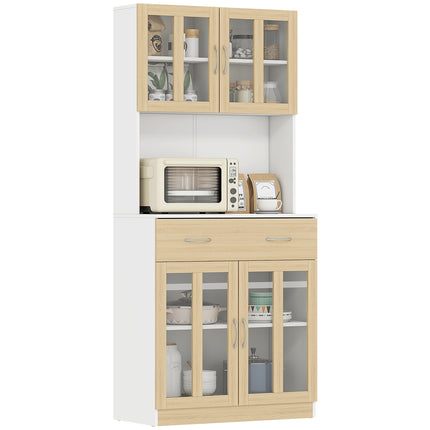 Modern Kitchen Cupboard, Freestanding Storage Cabinet Hutch with Central Drawer,