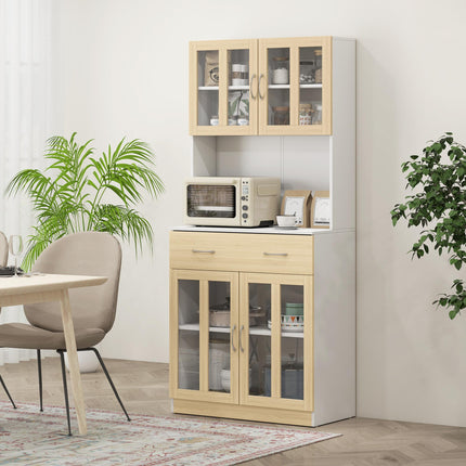 Modern Kitchen Cupboard, Freestanding Storage Cabinet Hutch with Central Drawer,