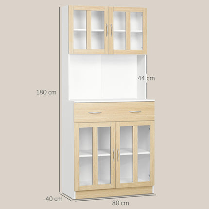 Modern Kitchen Cupboard, Freestanding Storage Cabinet Hutch with Central Drawer,